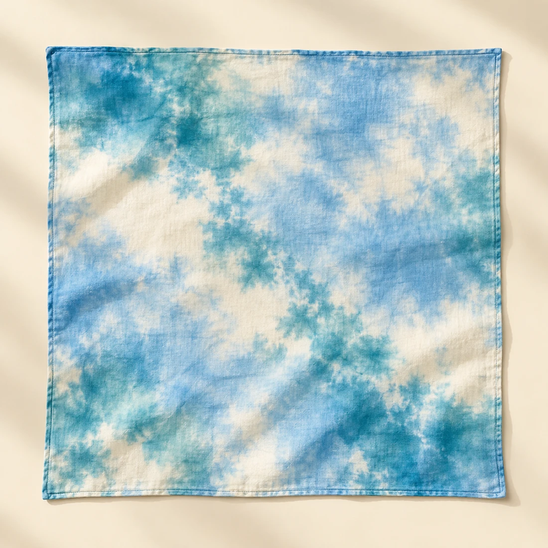 Blue Horizon Sky / Teal / Cream square tie-dye bandana