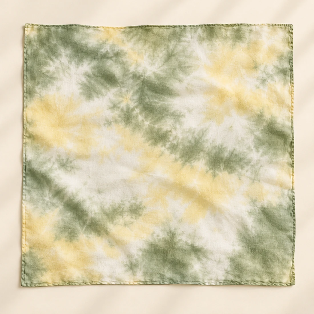 Meadow Mist Sage / Pale Yellow / White square tie-dye bandana